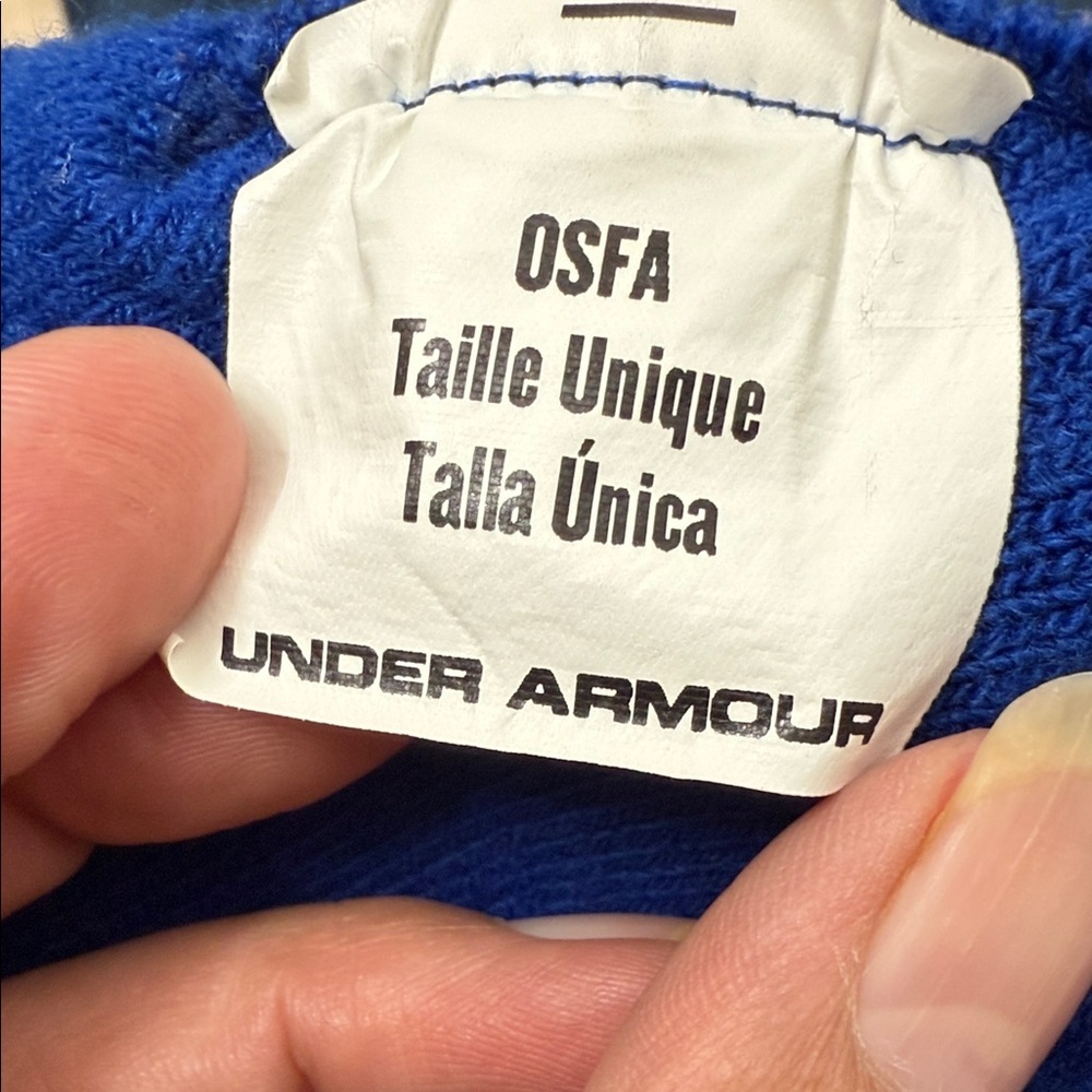 Under Armour Blue and Tan Kids Pom-Pom Beanie - Picture 6 of 7